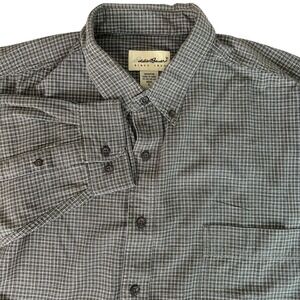 Y2K‎ Men's Plaid Long Sleeve Eddie Bauer Sz-XL Green Button-Up Business Casual